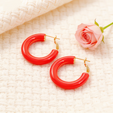 Red enamel L/M/S Earrings / Gold
