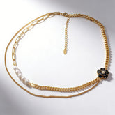 Side Petal Duo Necklace/GOLD