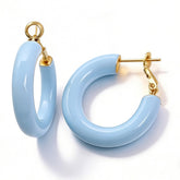 light blue enamel L/M/S earrings / Gold