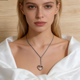 Open Heart Pendant Necklace/Stainless Steel