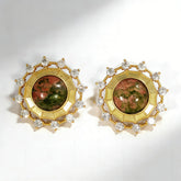 UNAKITE STUD EAR/GOLD METAL