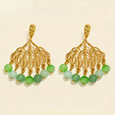 Multi-Jade Beaded Drop Earrings/Gold