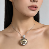 Dual Tone Love Orb Pendant/ Rhodium
