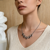 Ombre Disc Pendant Necklace/Stainless Steel