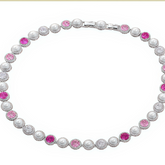 COCO MOP Necklace/Rhodium PINK CYSTAL