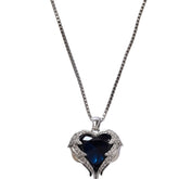 Amore Deep Blue heart Necklace/Rhodium