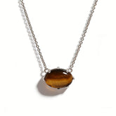 YELLOW TIGER'S EYE Necklace /Rhodium