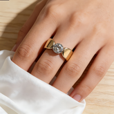 Solitary Cubic Zirconia Gold Band Ring/Stainless Steel