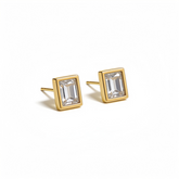 White Earrings/GOLD Stainless Steel