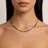 Rainbow Beaded Layered Necklace/Stainless Steel