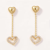 HEART PNDNT EAR/GOLD WHITE CRYSTAL