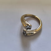 Star & CZ Open Wrap Ring/ GOLD Stainless Steel