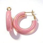 Pink enamel L/M/S earrings / Gold