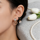 Love Heart CZ Mismatched Earrings/RSG Stainless Steel