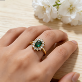 Emerald Halo Ring/GOLD Stainless Steel