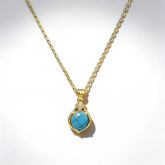 Blue line turquoise Necklace/GOLD