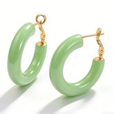 Green enamel L/M/S Earrings / Gold