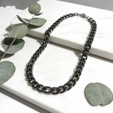 Gunmetal Figaro Chain Necklace/ Stainless Steel