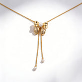 Bowknot pearl drop Necklace/GOLD
