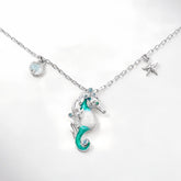 SEA HORSE ENAMEL Necklace/Rhodium