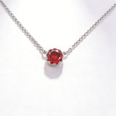 Pomegranate red Necklace /Rhodium