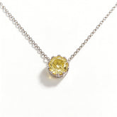 Olive yellow Necklace /Rhodium