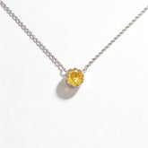 Golden yellow zircon Necklace /Rhodium