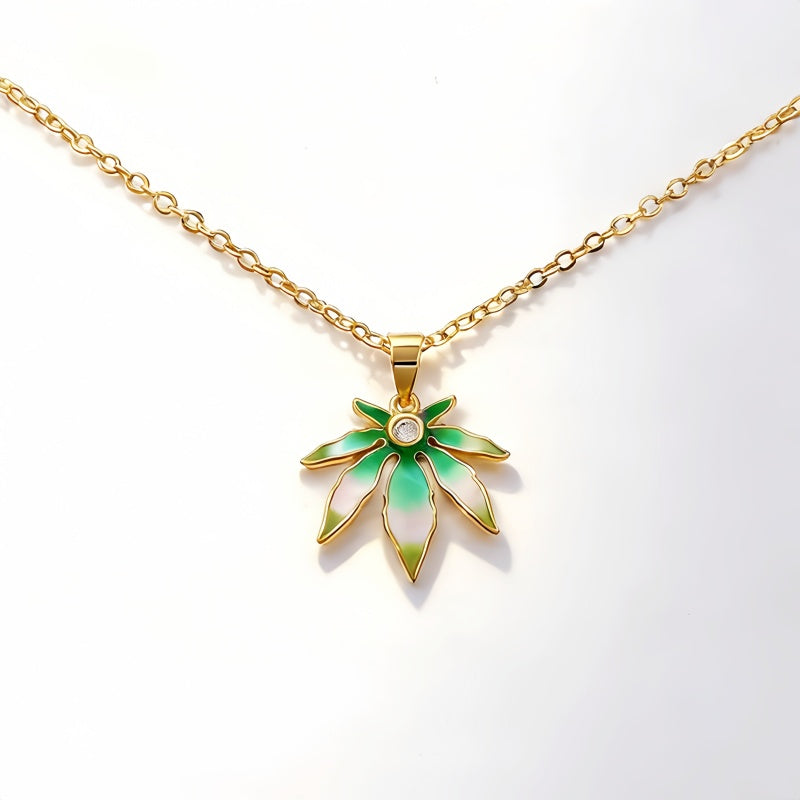 GREEN PINK ENAMEL NCK/GLD