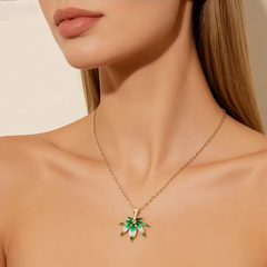 GREEN PINK ENAMEL NCK/GLD