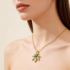 GREEN PINK ENAMEL NCK/GLD