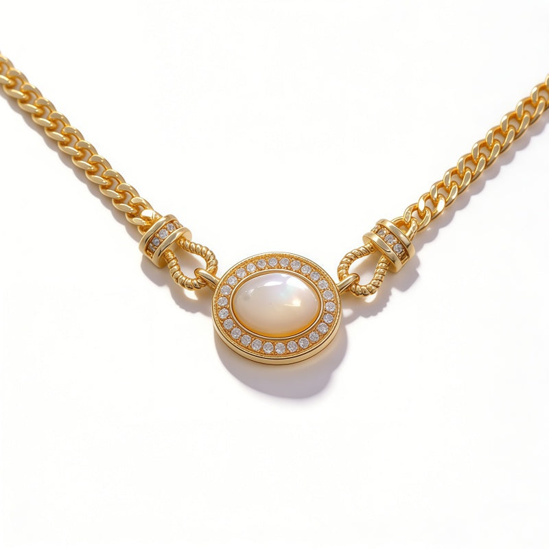 White MOP NCK/18K GLD