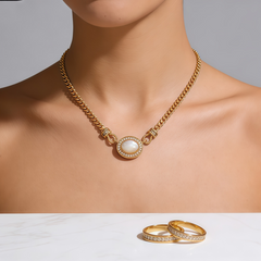 White MOP NCK/18K GLD