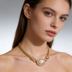 White MOP NCK/18K GLD