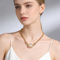 White MOP NCK/18K GLD