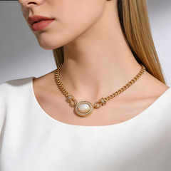 White MOP NCK/18K GLD