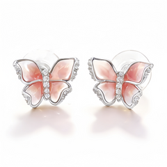 BUTTERFLY PINK ENAMEL EAR