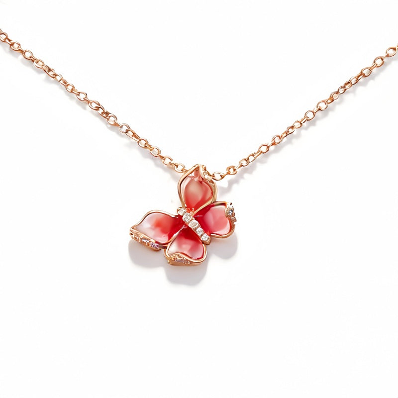 BUTTERFLY PINK ENAMEL NCK