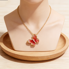 BUTTERFLY PINK ENAMEL NCK