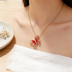 BUTTERFLY PINK ENAMEL NCK