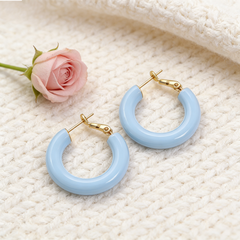 light blue enamel L/M/S earrings / Gold