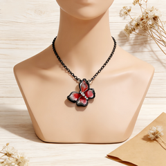 BUTTERFLY PINK ENAMEL NCK