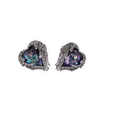 Rainbow Heart Studs Earrings/Rhodium