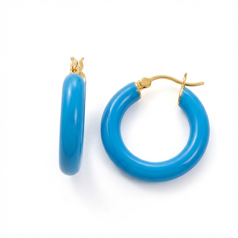 MINI Blue enamel earrings / Gold