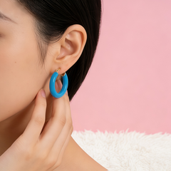 MINI Blue enamel earrings / Gold