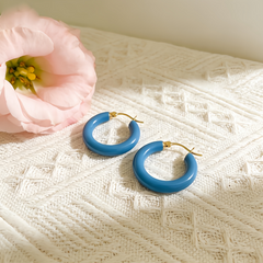 MINI Blue enamel earrings / Gold