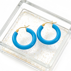 MINI Blue enamel earrings / Gold