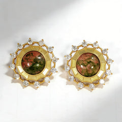 UNAKITE STUD EAR/GOLD METAL