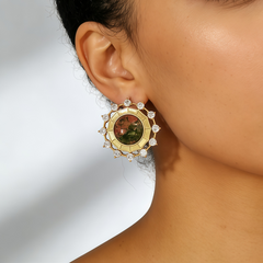 UNAKITE STUD EAR/GOLD METAL