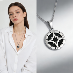 North Star Medallion Necklace/Stainless Steel