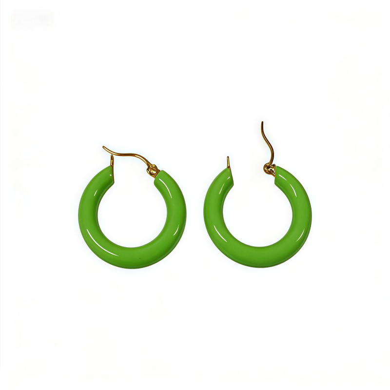 MINI Green enamel earrings / Gold